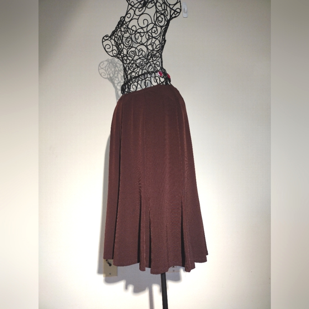 Bay Studio A-line Flare Elastic Waistband Chocolate Brown Skirt Size PM - Picture 10 of 10
